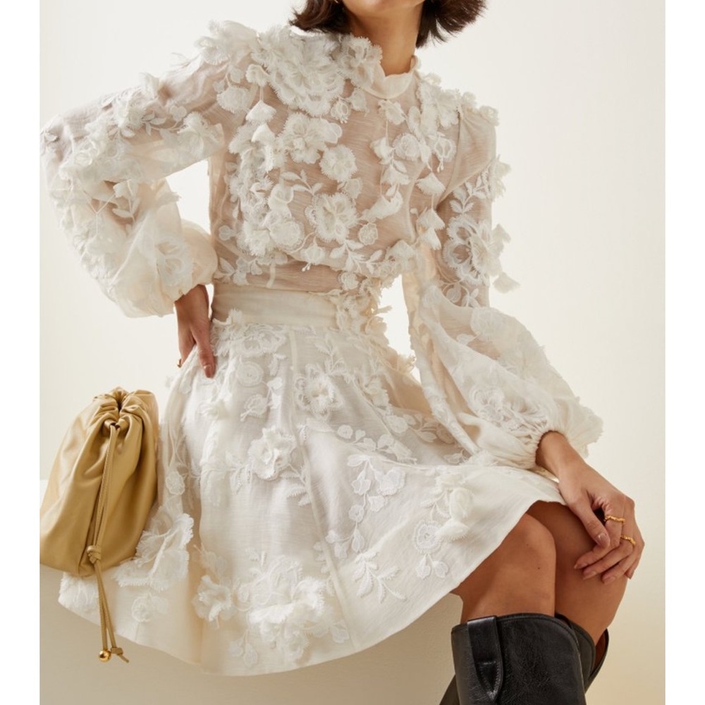 Zimmerman postcard Floral-Appliqued Linen-Silk Top